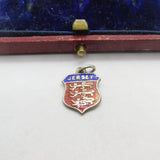 Sterling Silver and Enamel Jersey Travel Shield Charm Pendant Vintage c1970