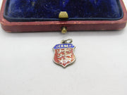 Sterling Silver and Enamel Jersey Travel Shield Charm Pendant Vintage c1970
