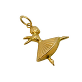 9ct Yellow Gold Ballerina Charm Pendant Vintage 1981 London