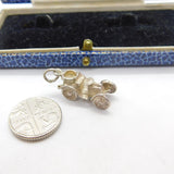 Sterling Silver Old School Motor Car Charm Pendant Vintage c1970