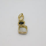 Sterling Silver Shell & Black Onyx 3 Mixed Shapes Studio Pendant Modern c1990s