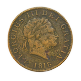 George III 'Forgery Half-Crown' Copper Coin Antique 1818 Fair Condition