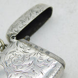 Victorian Sterling Silver Floral Pattern Vesta Case Antique 1896 Birmingham