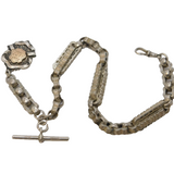20th Century Sterling Silver Fancy Link Albert Watch Chain Antique c1920s
