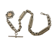 20th Century Sterling Silver Fancy Link Albert Watch Chain Antique c1920s