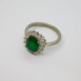Sterling Silver Synthetic Emerald & Spinel Cluster Ring Vintage c1970 Size M 1/2