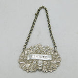 George IV Sterling Silver Bacchus Pattern 'Lisbon' Decanter Label Antique 1829