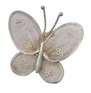 Sterling Silver Filigree Form Butterfly Brooch Pin Vintage c1970