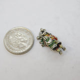 Sterling Silver Enamel Scottish Bagpiper Charm Pendant Vintage c1970s