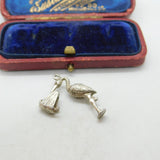 Sterling Silver Stork Carrying Baby Charm Pendant Vintage c1970