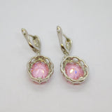Pair of Sterling Silver Large Pink Spinel Leverback Drop Earrings Modern c1990