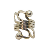 Sterling Silver Swirly Multi-Strand Studio Wide Band Ring Modern c1990 Size M