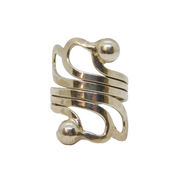 Sterling Silver Swirly Multi-Strand Studio Wide Band Ring Modern c1990 Size M