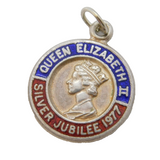 Sterling Silver Silver Jubilee Charm Pendant Vintage c1970s