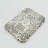Victorian Boxed Sterling Silver Floral Pattern Card Case Antique 1870 Birmingham