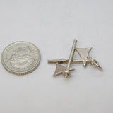 Sterling Silver Crossed Axes Charm Pendant Vintage c1970s