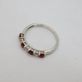 Sterling Silver Ruby & White Topaz Half Eternity Ring Modern c1990 Size P 1/2