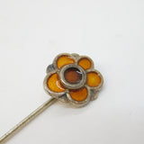 David Andersen Norwegian Sterling Silver Enamel Floral Stick Pin Antique