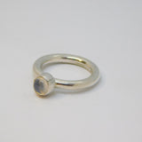 Sterling Silver Moonstone Cabochon Chunky Band Ring Vintage c1970 Size L 1/2