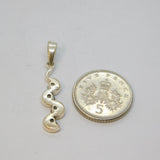 Sterling Silver Paste Set Squiggle Wavy Charm Pendant Vintage c1970