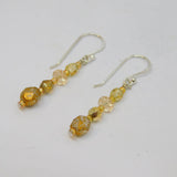 Pair of Sterling Silver Gold Tone Glass Beads Drop Earrings Contemporary c2010