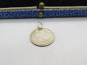 Sterling Silver Threepence Coin Edward VII Charm Pendant Vintage 1902