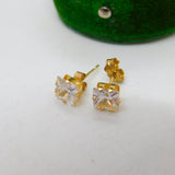 9ct Yellow Gold Paste Set Stud Earrings Vintage c1970