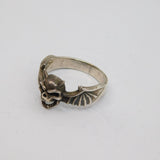 Sterling Silver Skull & Wings Biker Style Band Ring Vintage c1970 Size Z 1/2