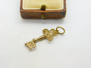 Coming of Age 18 Door Key 9ct Yellow Gold Charm or Pendant Vintage c1970