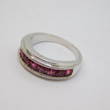 Sterling Silver 9 Channel Set Pink Toumaline Dress Ring Vintage c1970 Size O 1/2
