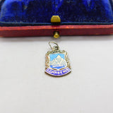 Sterling Silver and Enamel Llanberis Travel Shield Charm Pendant Vintage c1970