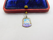 Sterling Silver and Enamel Llanberis Travel Shield Charm Pendant Vintage c1970