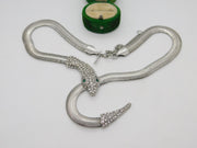 Silver Plated Snake Serpent Statement Costume Necklace Vintage c2000