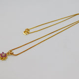 Gold On Sterling Silver 6 Ruby & Diamond Cluster Pendant Necklace Modern c1990s
