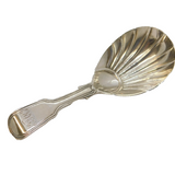 Victorian Sterling Silver Shell Bowl Tea Caddy Spoon Antique 1844 London