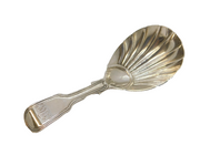 Victorian Sterling Silver Shell Bowl Tea Caddy Spoon Antique 1844 London