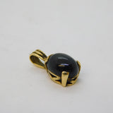 9ct Yellow Gold & Cat's Eye Set Drop Pendant Vintage c1970s