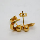 Pair of 9ct Yellow Gold Crescent Moon Stud Earrings Vintage c1970s