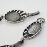 Navajo Sterling Silver Blue Enamel Bear Paw Style Panel Bracelet Vintage c1960s