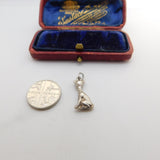 Sterling Silver Cartoon Cat Charm Pendant Vintage c1970