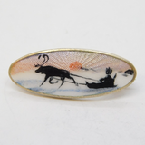 Aksel Holmsen Norwegian Small Sterling Silver Polar Scene Brooch Vintage