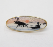 Aksel Holmsen Norwegian Small Sterling Silver Polar Scene Brooch Vintage