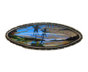 Sterling Silver Morpho Butterfly Wing Carribean Souvenir Brooch Antique Art Deco