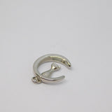 Sterling Silver Cat Sitting In Crescent Moon Charm Pendant Vintage c1970