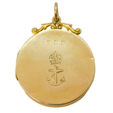 WW1 9ct Gold Back & Front Royal Navy Sweetheart Locket Antique c1915