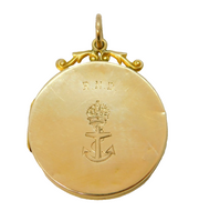 WW1 9ct Gold Back & Front Royal Navy Sweetheart Locket Antique c1915