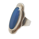 Large Sterling Silver Azure Stone Statement Ring Vintage c1970s
