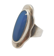 Large Sterling Silver Azure Stone Statement Ring Vintage c1970s