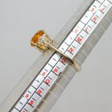Sterling Silver Round Citrine With White Sapphire Ring Vintage c1970 Size N 1/2