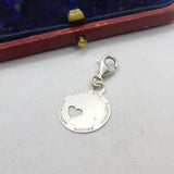 Sterling Silver Inspirational Love Coin Charm Pendant Vintage c1970